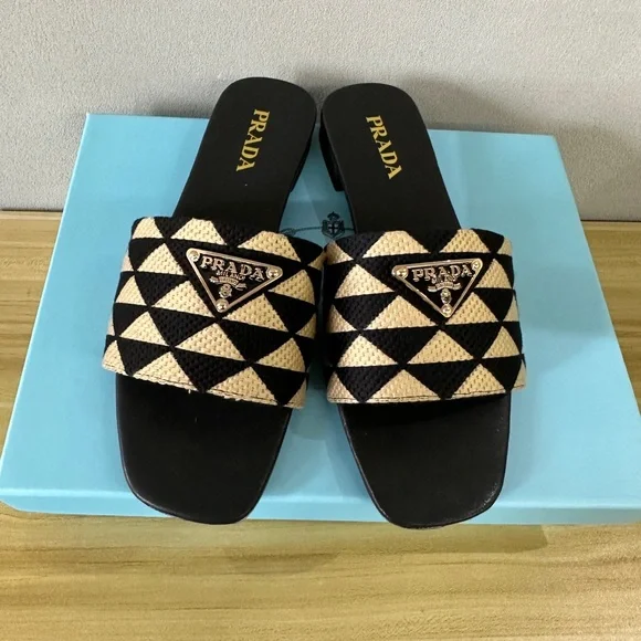 Prada Black and Gold Women's Slide Sandals - Picture 3 of 6